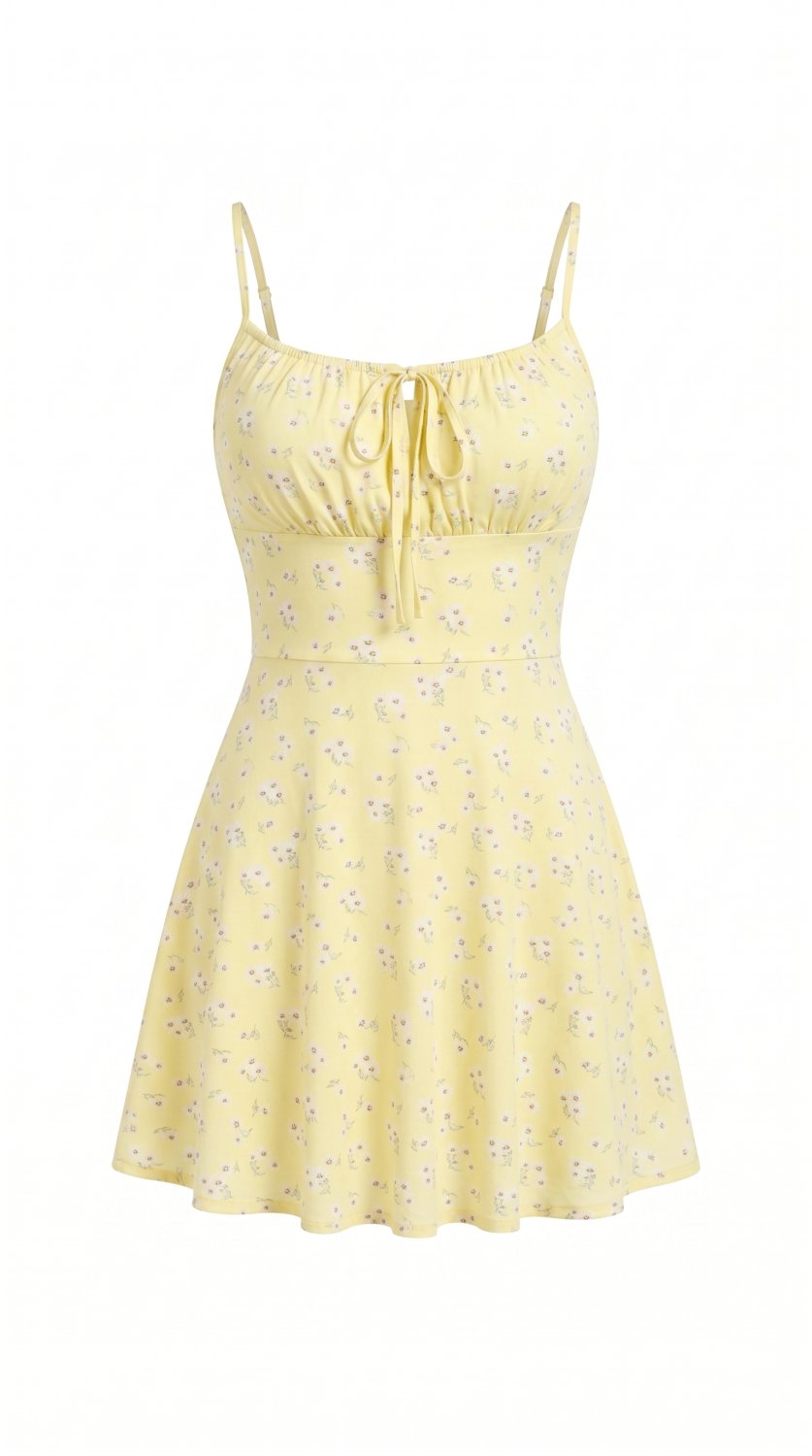 Modisches Camisole-Kleid mit Blumenprint, ausgestattet mit dünnen Schulterträgern, ärmellosem Design