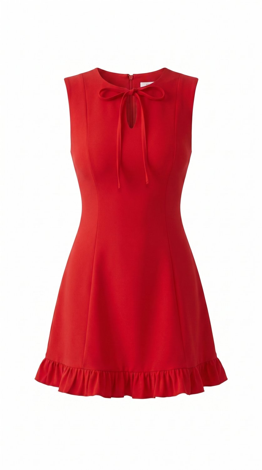 Vestido mini chic y femenino con diseño sin mangas, silueta A-line favorecedora y detalle elegante d