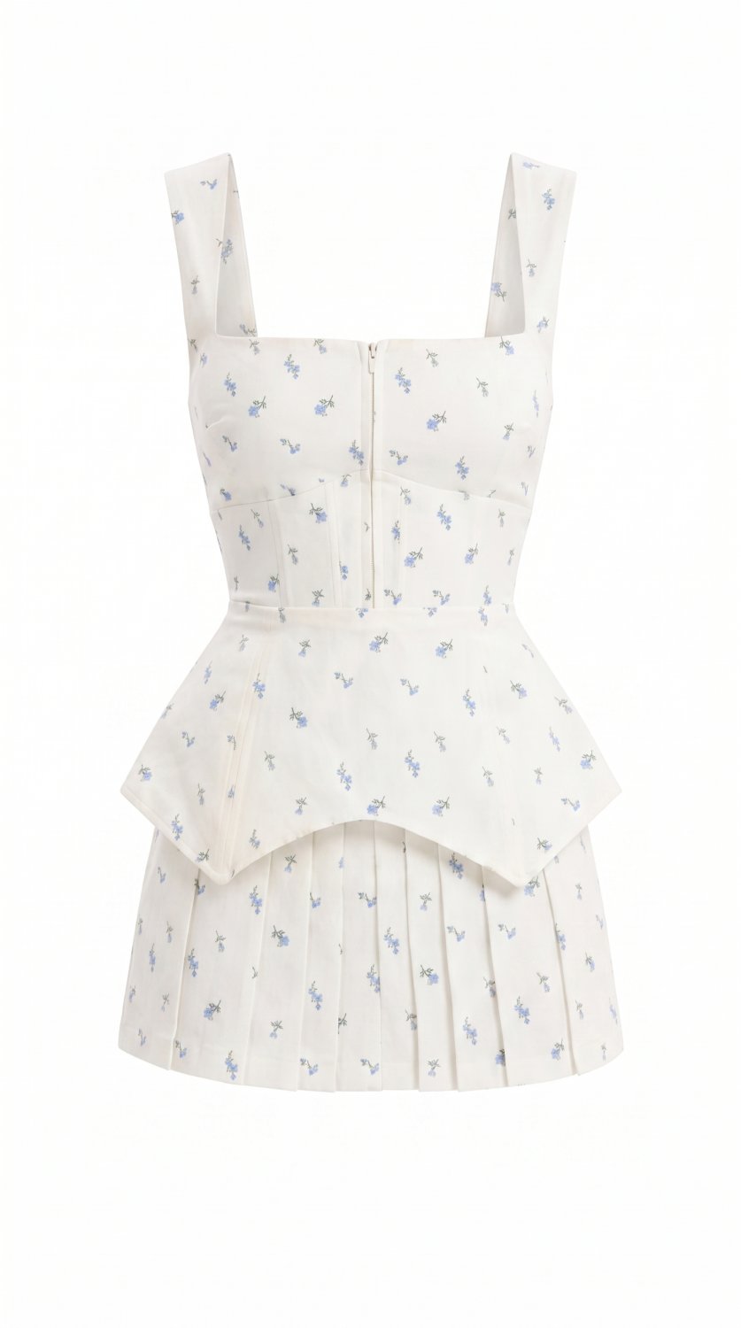 Vestido mini de verano elegante con diseño sin mangas, escote cuadrado, estampado vibrante y un cint