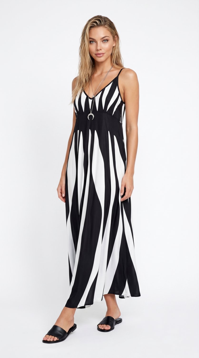 Trendiges und bequemes Sommerkleid mit stylischem Zebra-Muster, leichtem Stoff und lockerer Passform