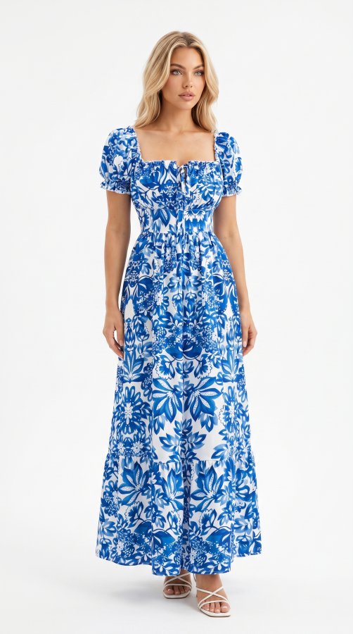 Damen Floral Tie-Front Boho-Kleid