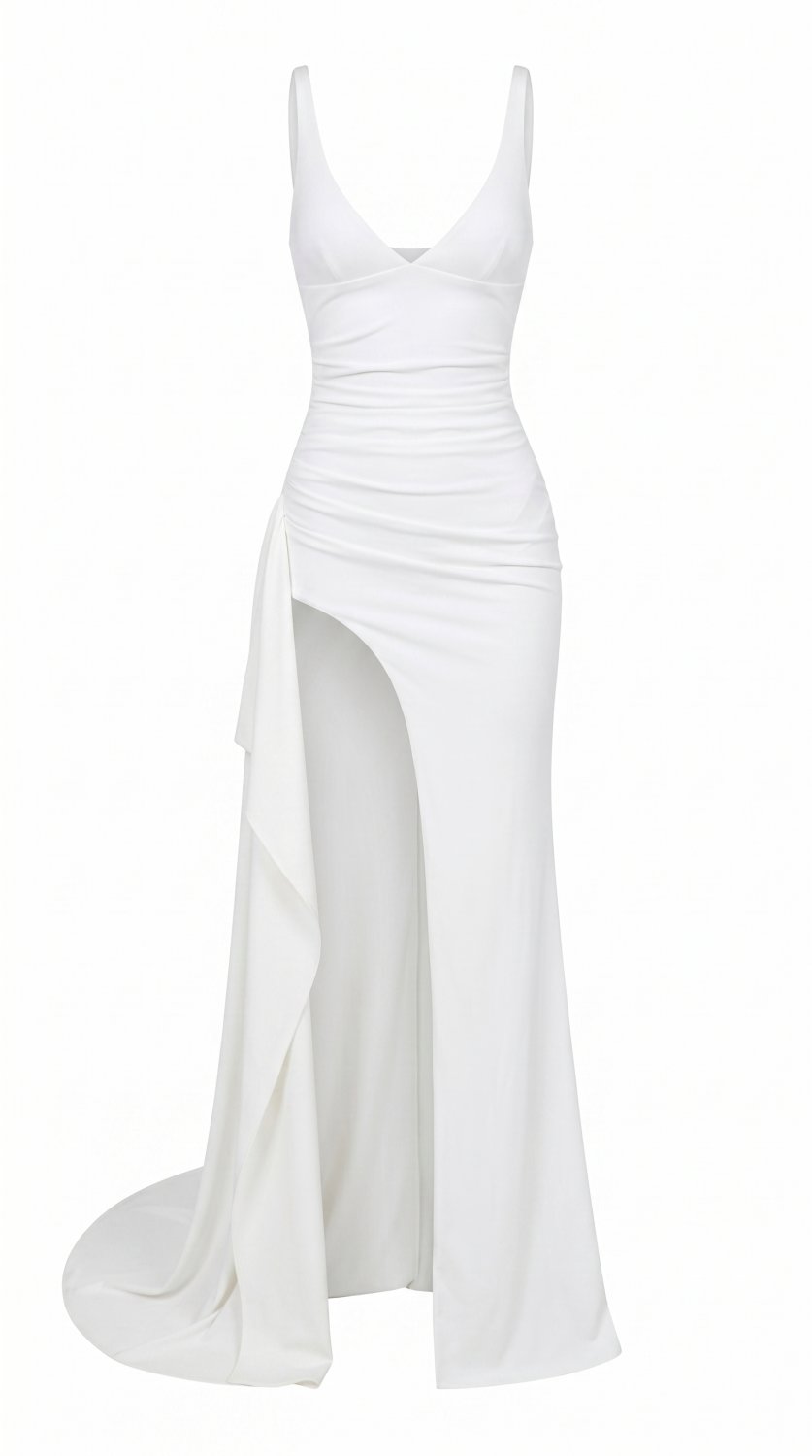 Damen Maxikleid mit tiefem V-Ausschnitt für Partys