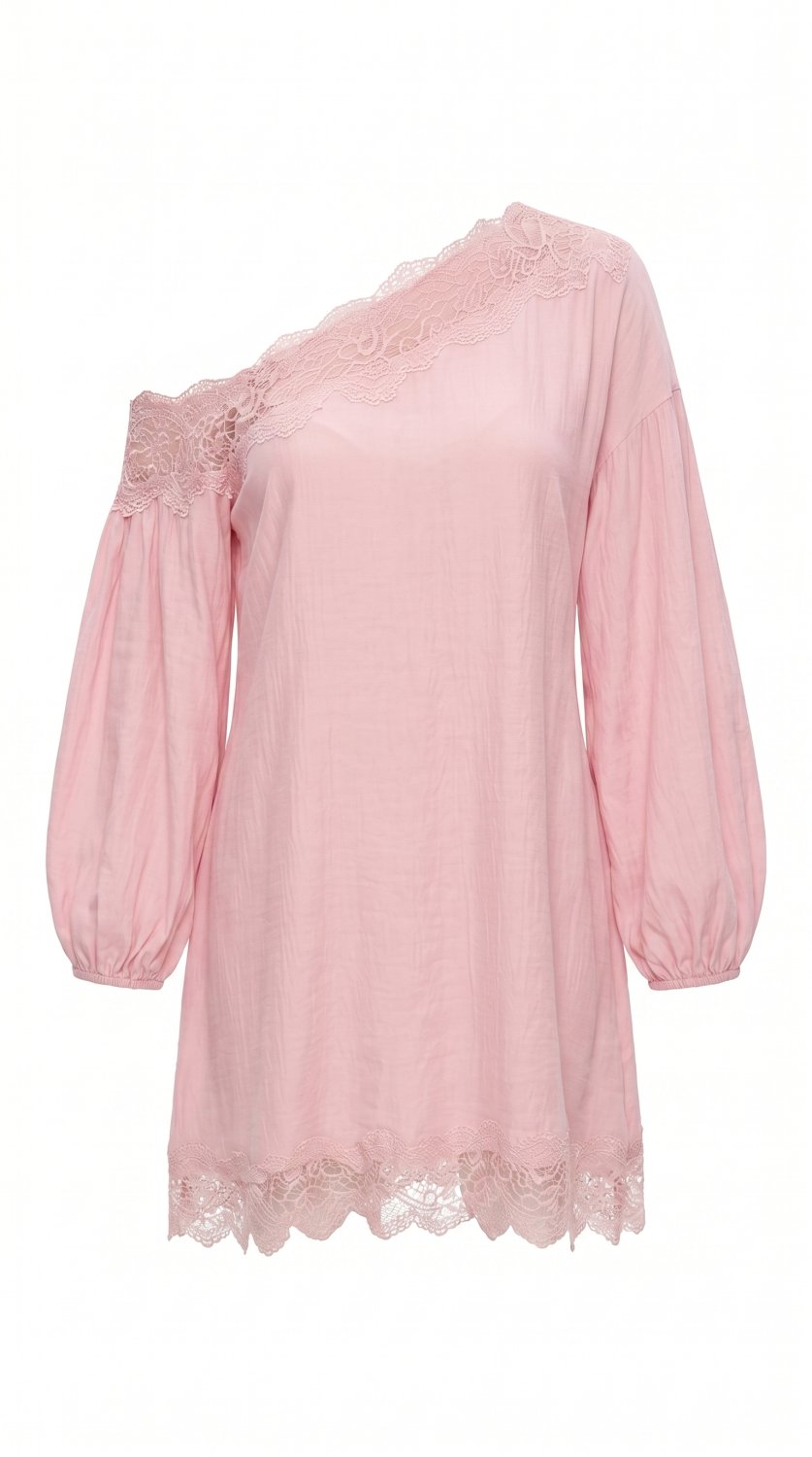 Damen Off-Shoulder Minikleid mit Spitzenbesatz