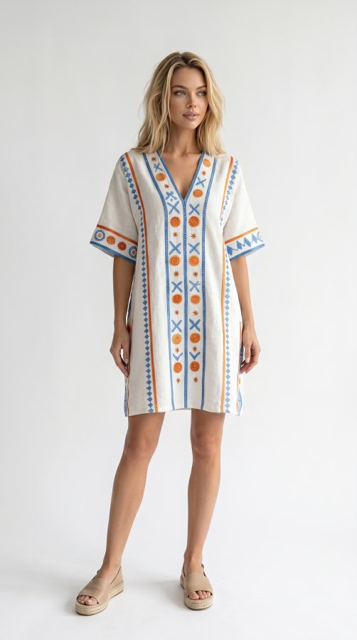 Robe de plage ample à col en V d'été pour femmes