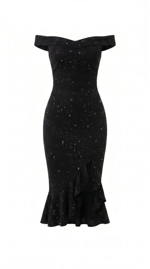 Robe de soirée à épaules dénudées avec sequins pour femmes