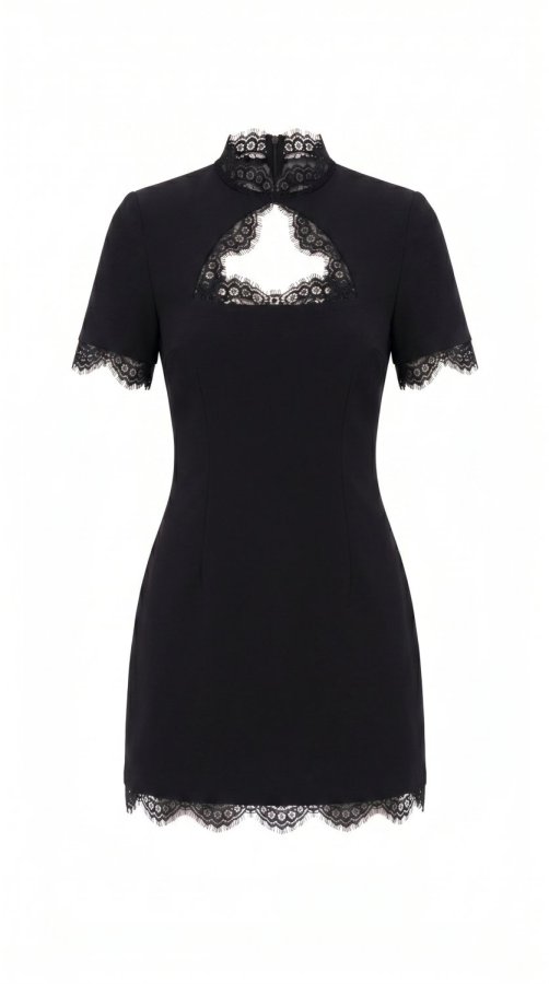 Robe Mini Bodycon en Dentelle Patchwork pour Femmes