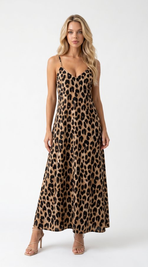 Vestido Boho de Verano con Estampado de Leopardo para Mujer