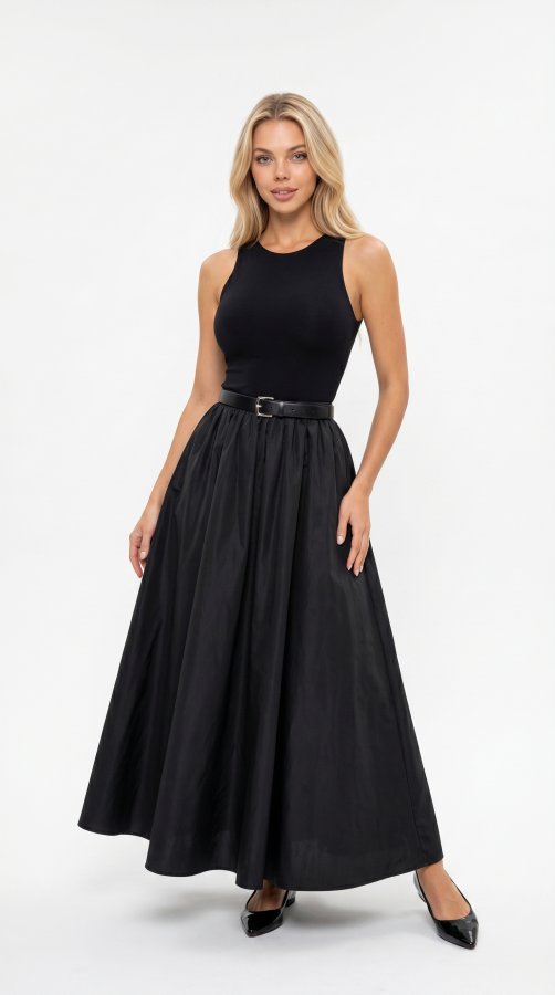 Vestido Midi Elegante Sem Mangas para Mulheres