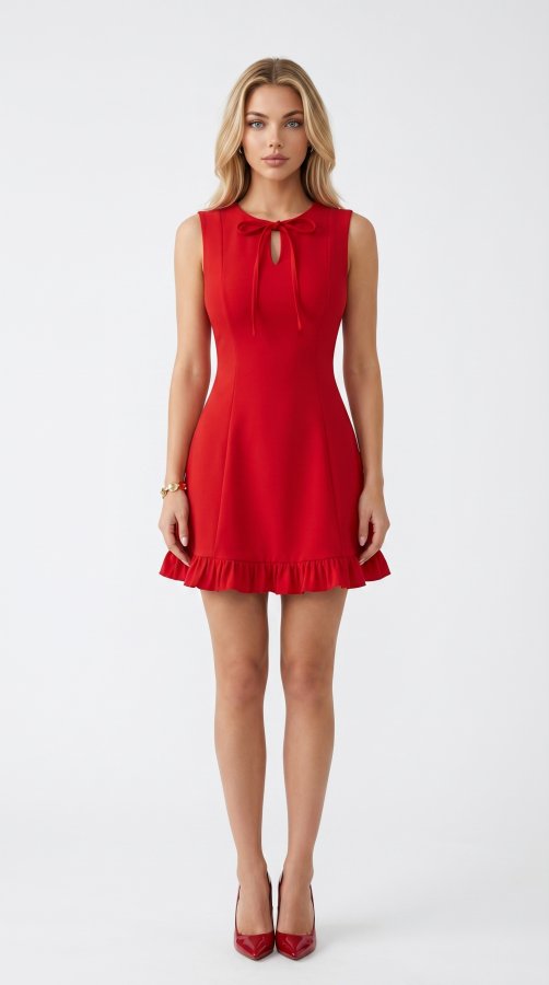 Vestido Mini A-Line com Laço para Mulheres