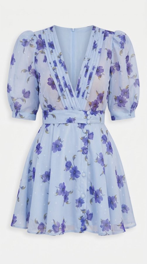 Vestido Mini Estampado con Cuello en V Profundo para Mujer