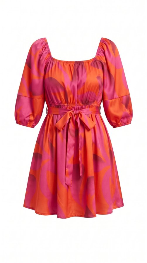 Vestido Resort Laranja Elegante Feminino