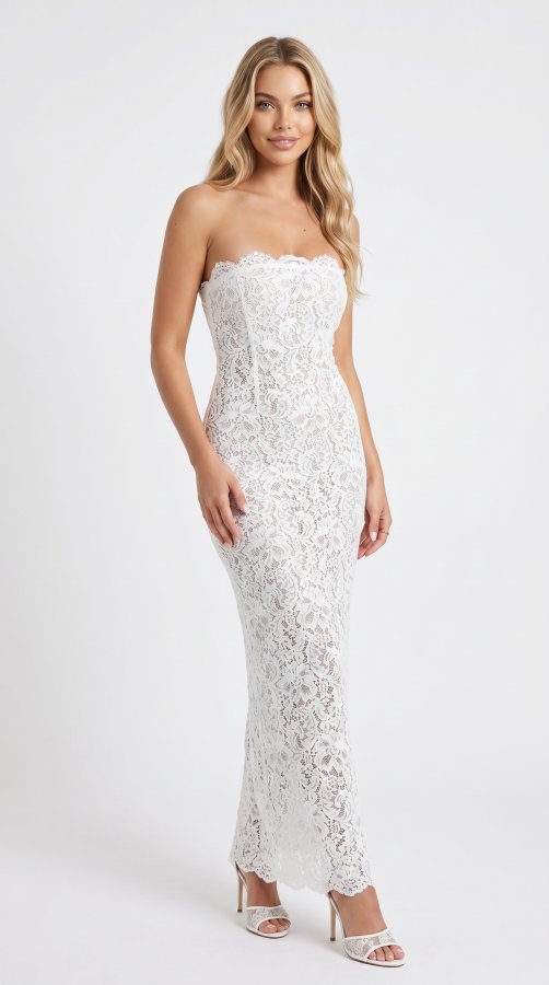 White Lace Beach Wedding Guest Dress