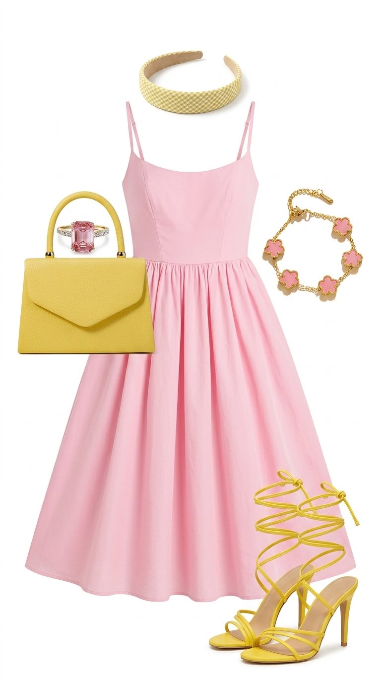 Women's French Elegance Midi Dress Ensemble