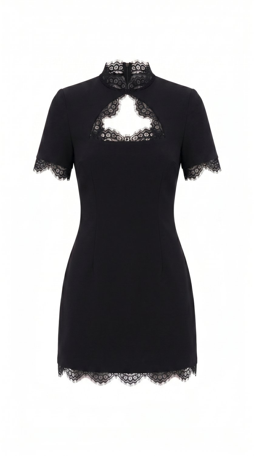 Women's Lace Patchwork Bodycon Mini Dress