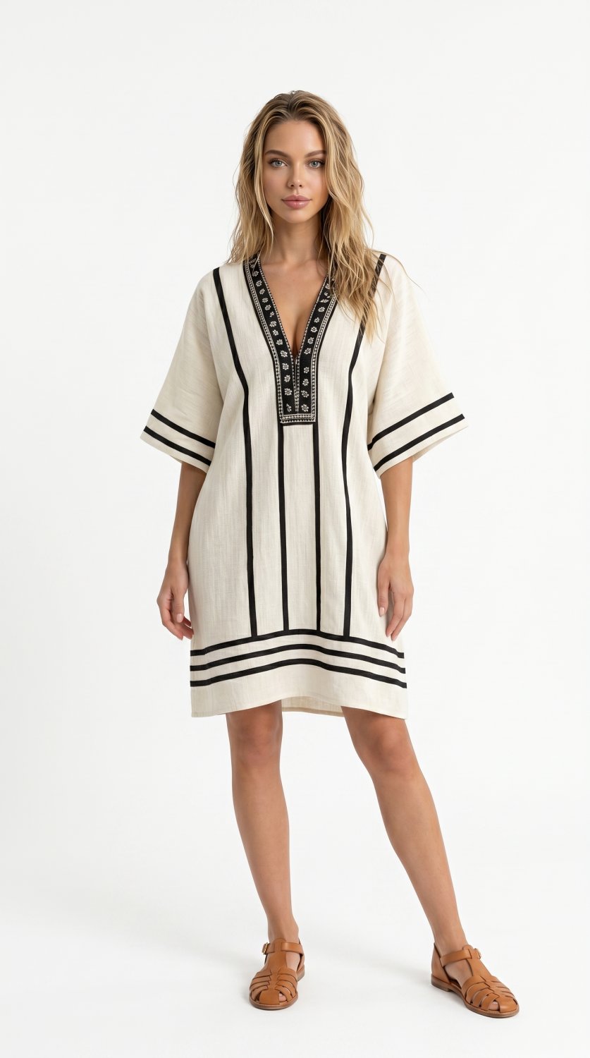 Women's Summer V-Neck Loose Beach Dress